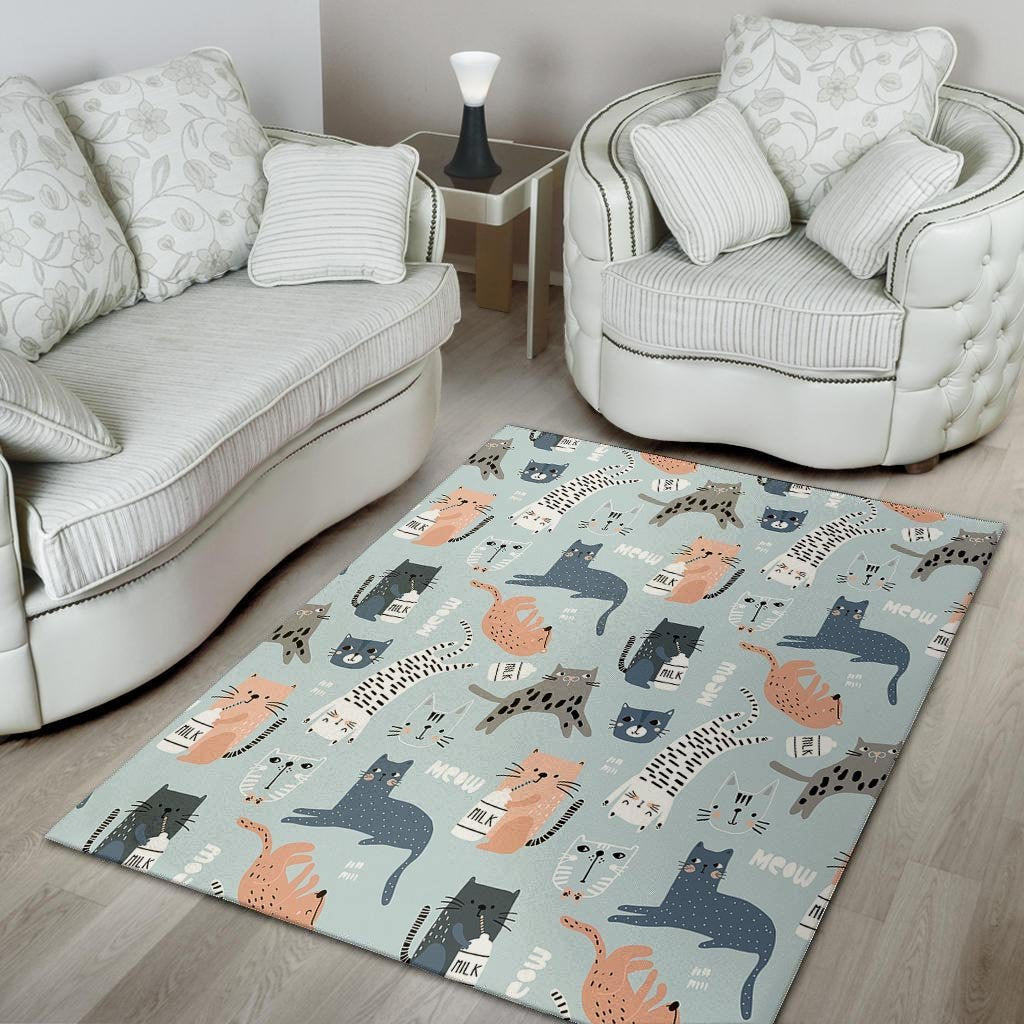 Meow Meow Cat Print Floor Mat-grizzshop