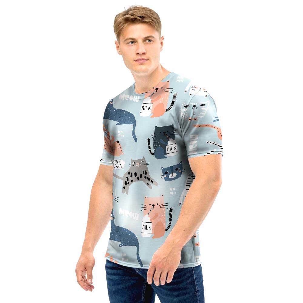 Meow Meow Cat Print Men T Shirt-grizzshop