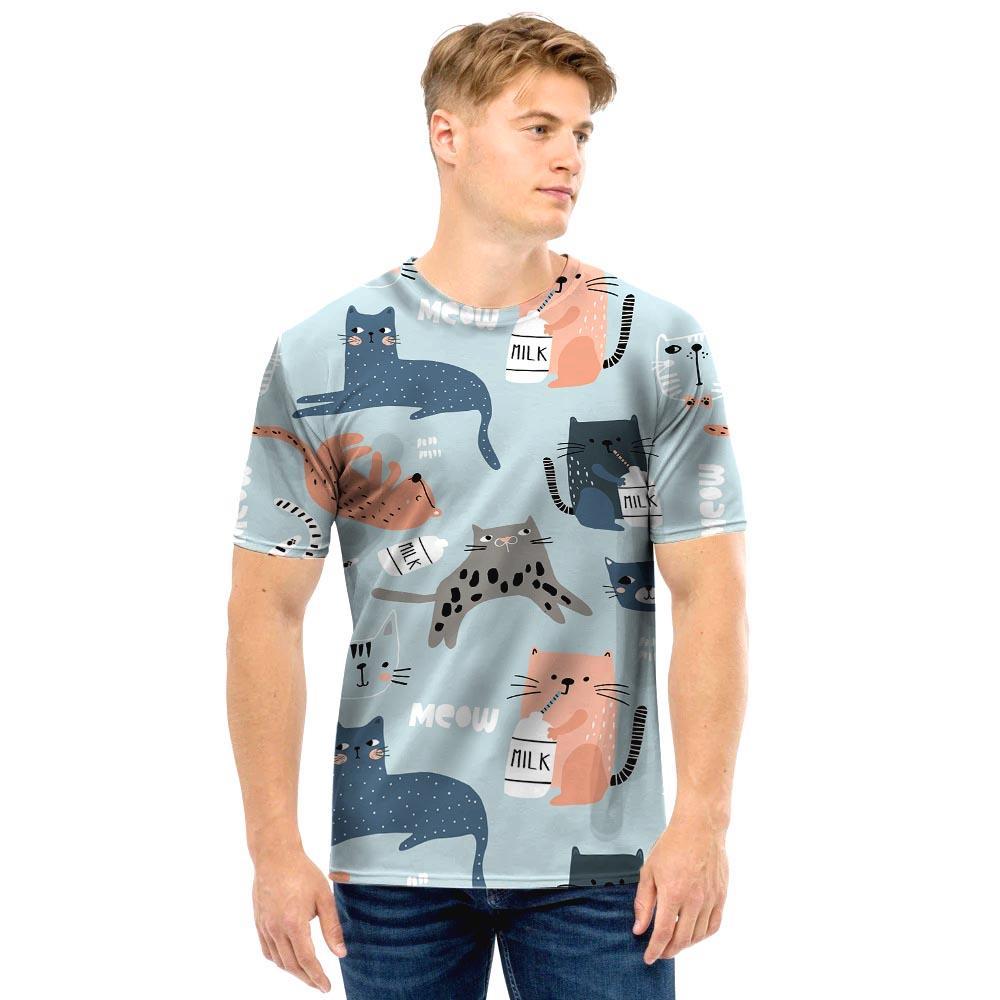 Meow Meow Cat Print Men T Shirt-grizzshop