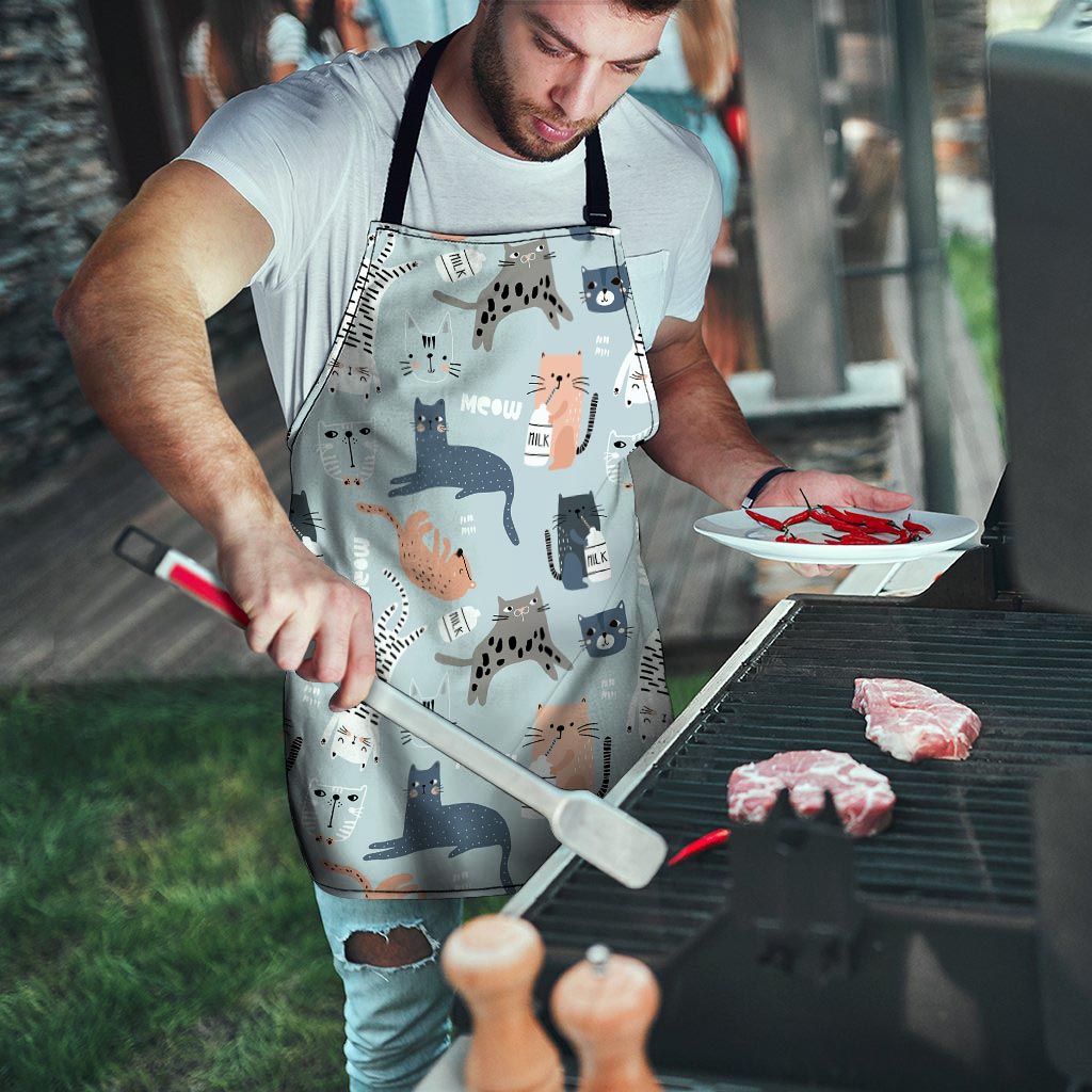 Meow Meow Cat Print Men's Apron-grizzshop