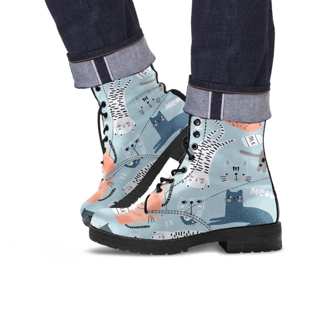 Meow Meow Cat Print Men's Boots-grizzshop