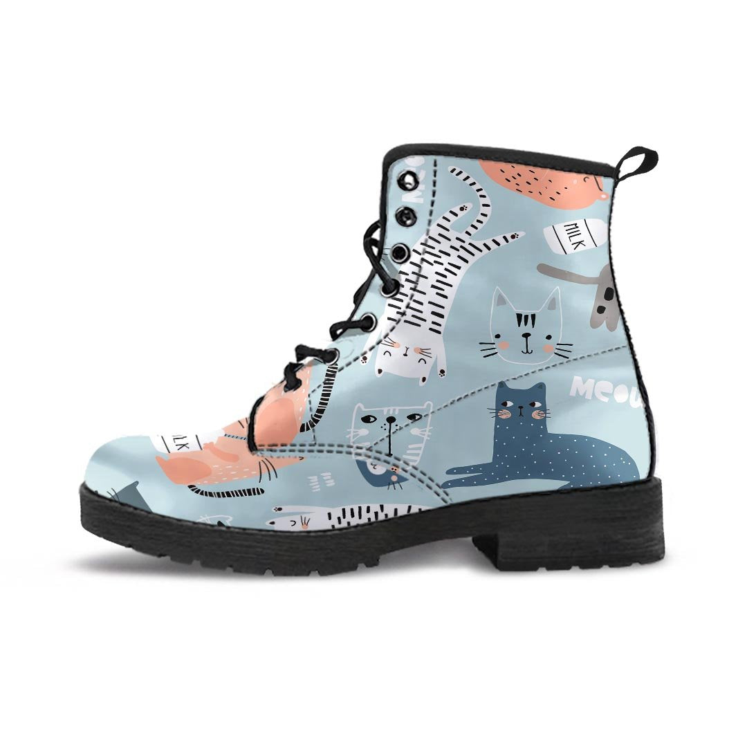 Meow Meow Cat Print Men's Boots-grizzshop