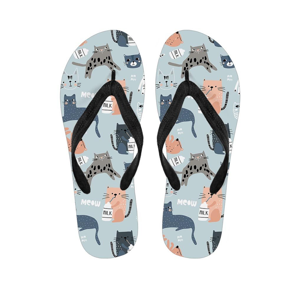 Meow Meow Cat Print Men's Flip Flops-grizzshop