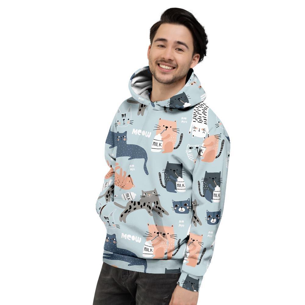 Meow Meow Cat Print Men's Hoodie-grizzshop