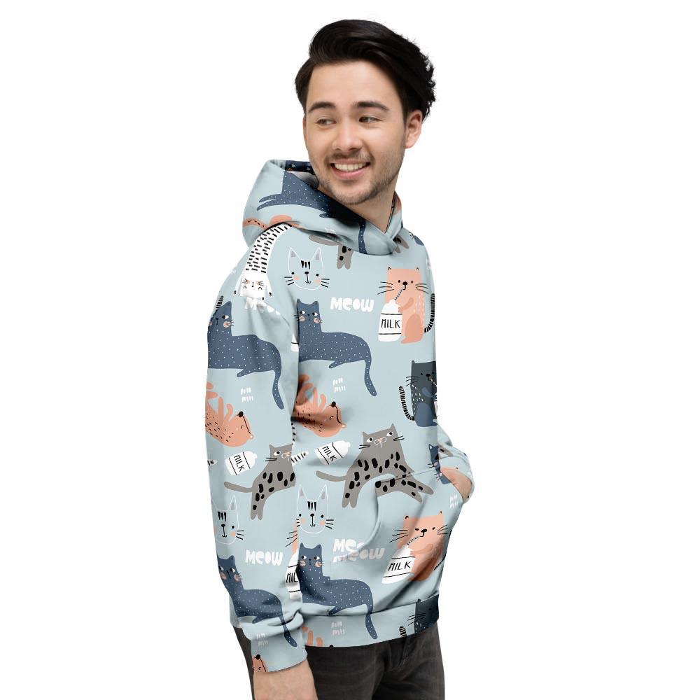 Meow Meow Cat Print Men's Hoodie-grizzshop