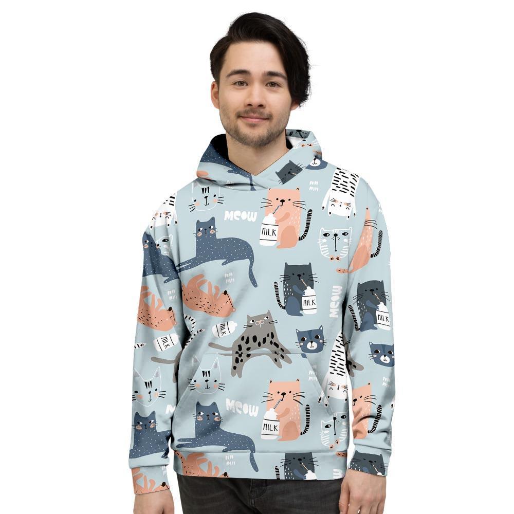 Meow Meow Cat Print Men's Hoodie-grizzshop