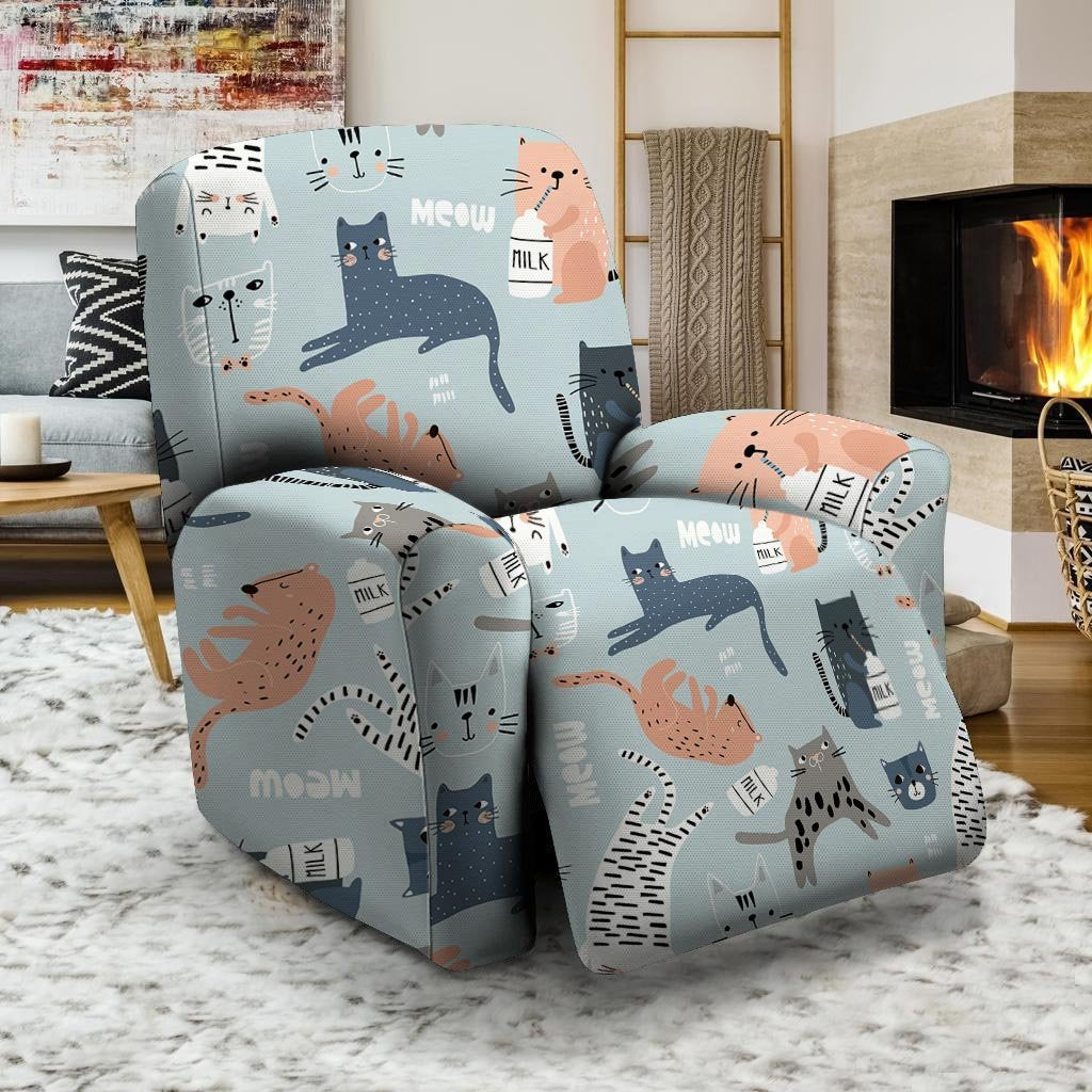 Meow Meow Cat Print Recliner Cover-grizzshop