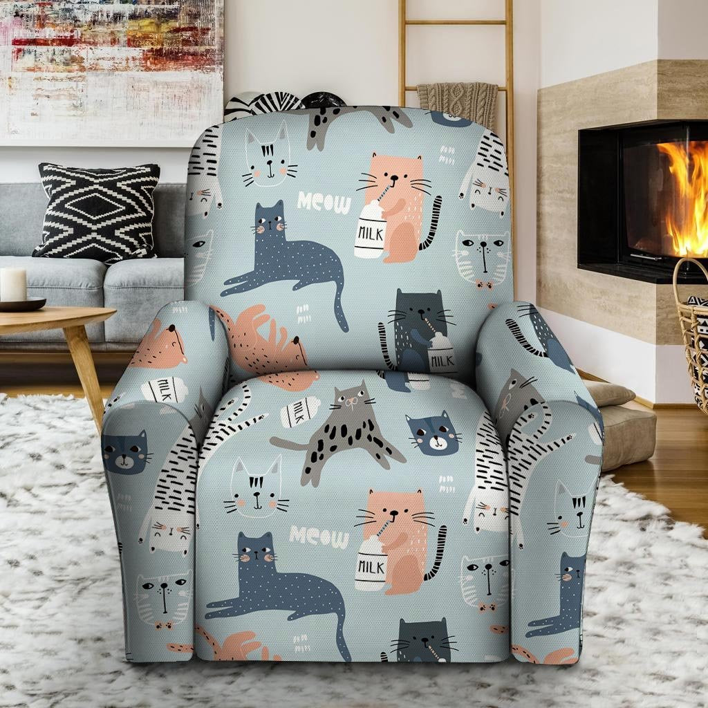 Meow Meow Cat Print Recliner Cover-grizzshop