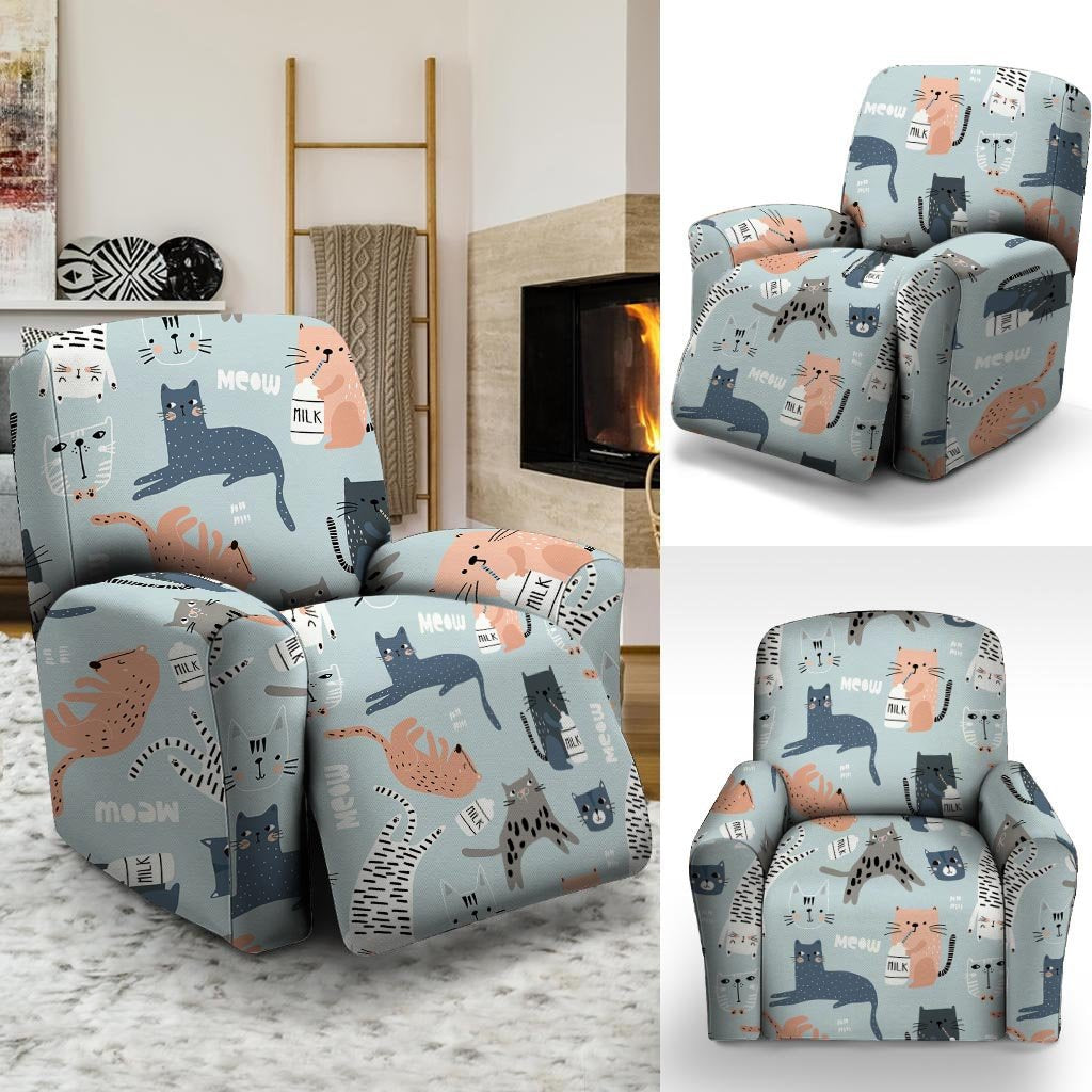 Meow Meow Cat Print Recliner Cover-grizzshop