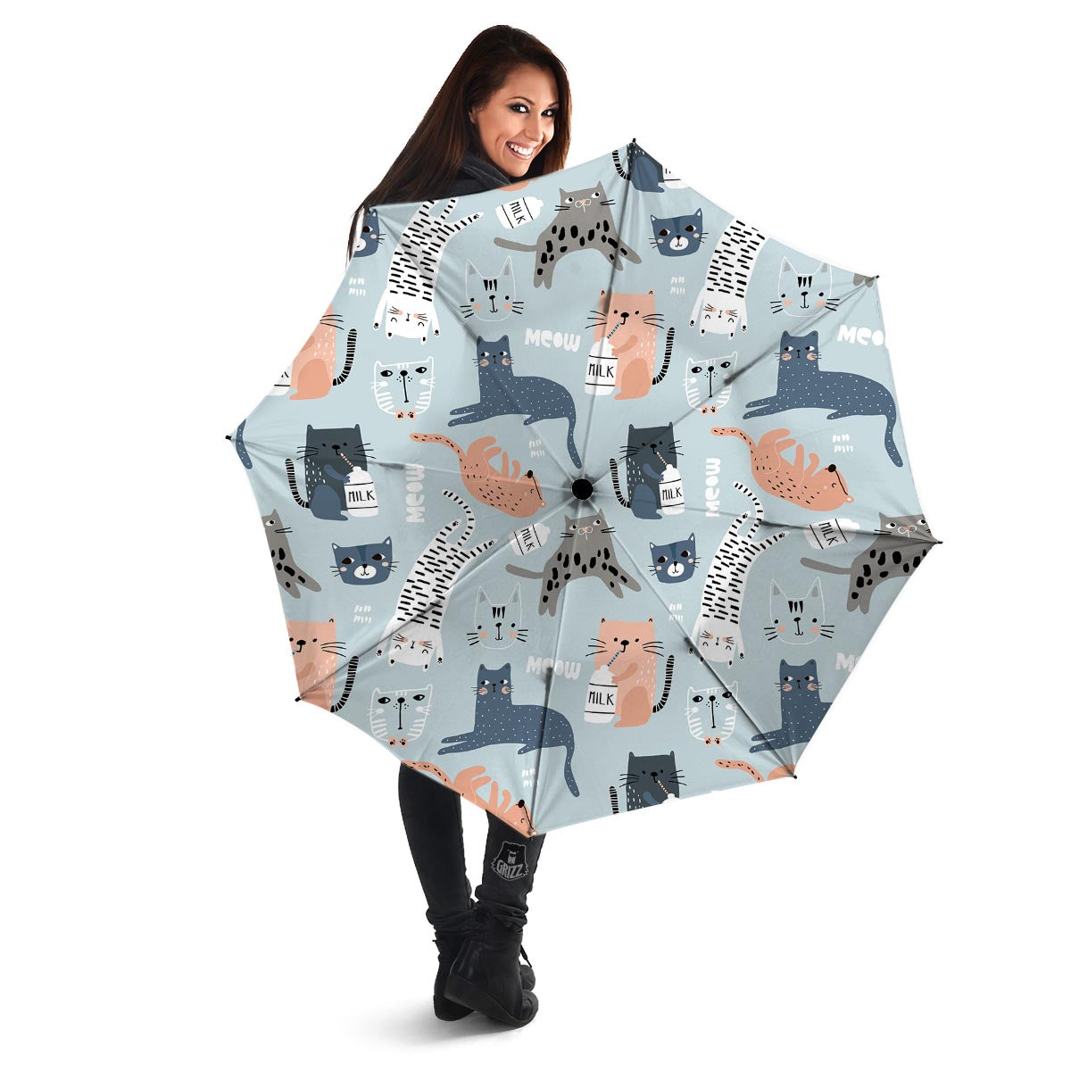 Meow Meow Cat Print Umbrella-grizzshop