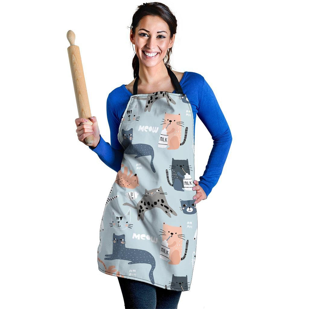 Meow Meow Cat Print Women's Apron-grizzshop