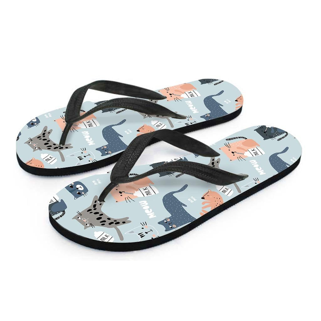 Meow Meow Cat Print Women's Flip Flops-grizzshop