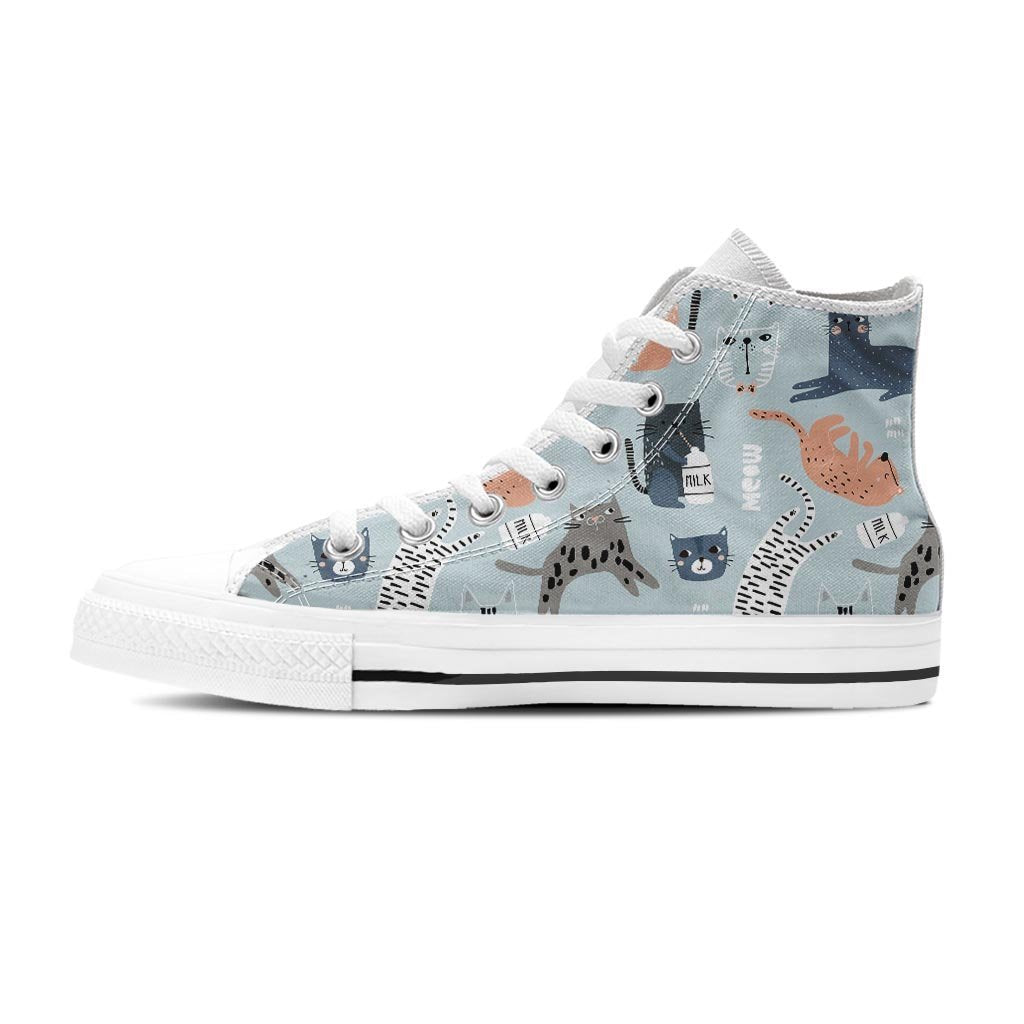 Meow Meow Cat Print Women's High Top Shoes-grizzshop
