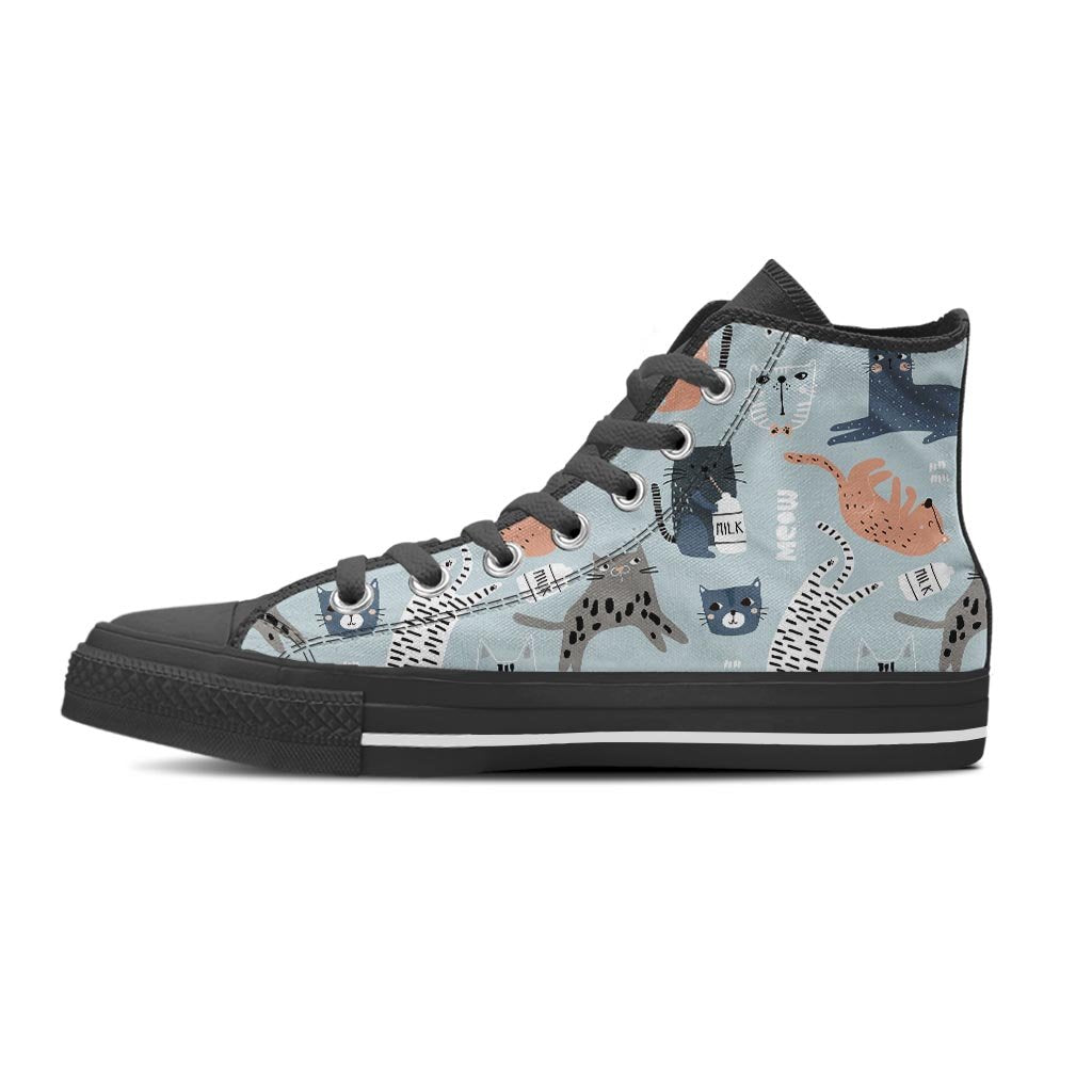 Meow Meow Cat Print Women's High Top Shoes-grizzshop