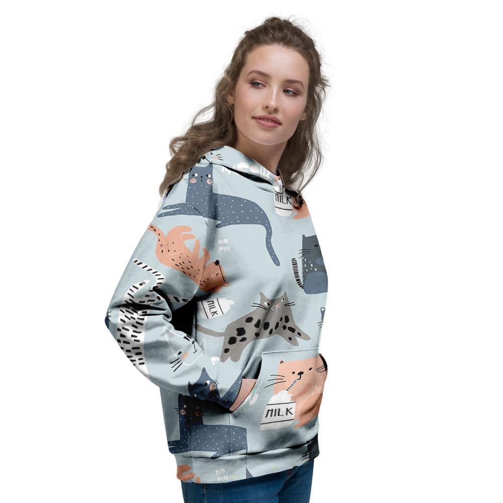 Meow Meow Cat Print Women's Hoodie-grizzshop