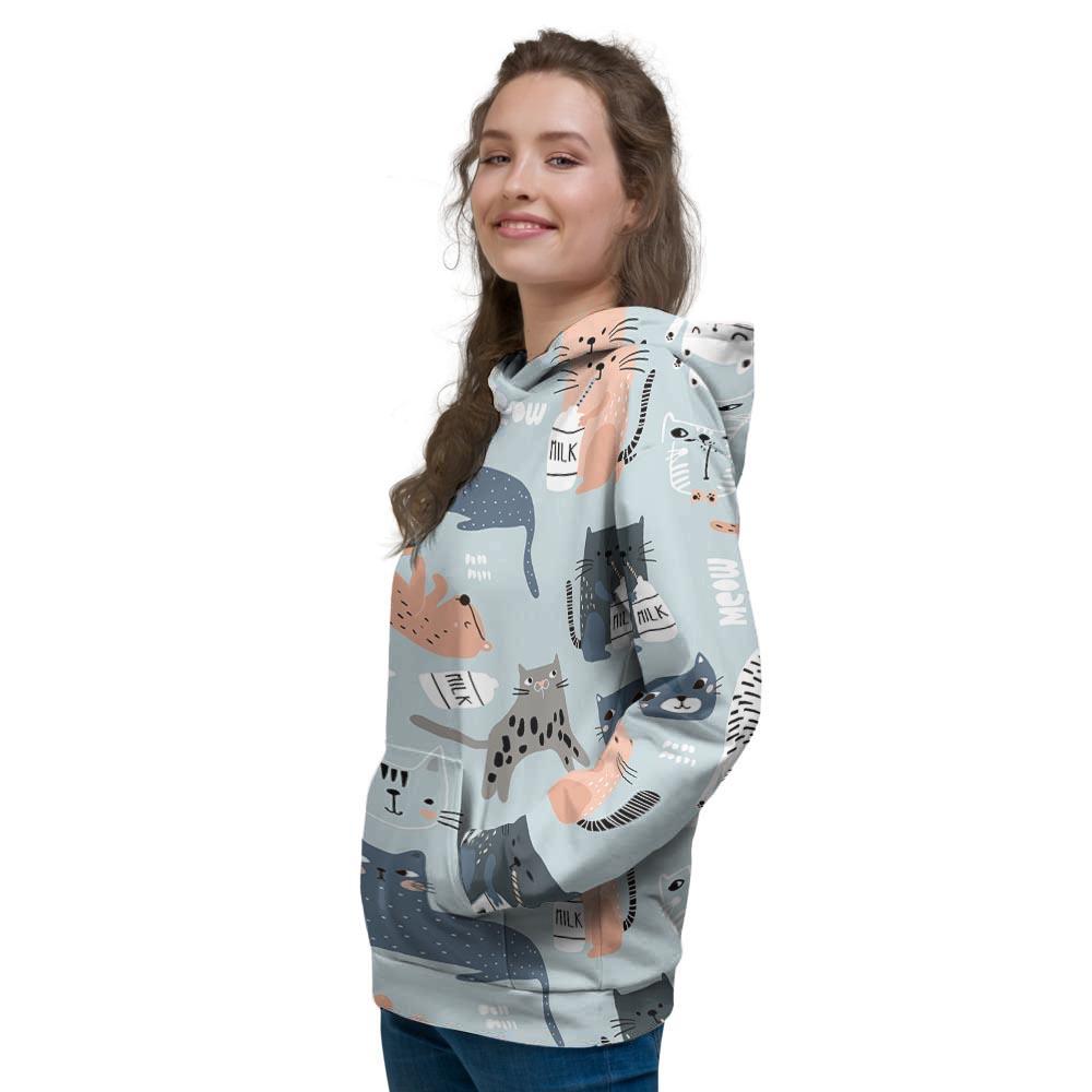 Meow Meow Cat Print Women's Hoodie-grizzshop