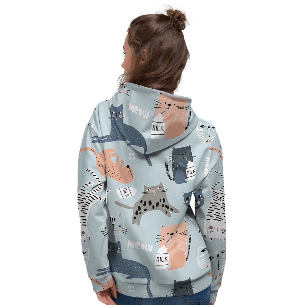 Meow Meow Cat Print Women's Hoodie-grizzshop