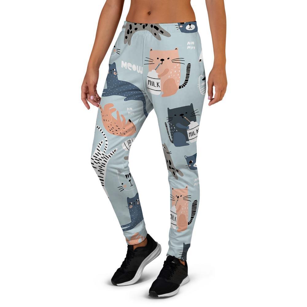 Meow Meow Cat Print Women's Joggers-grizzshop