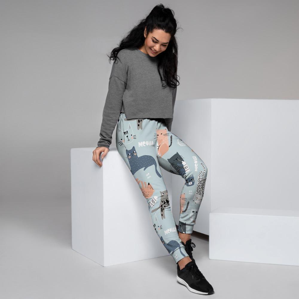 Meow Meow Cat Print Women's Joggers-grizzshop