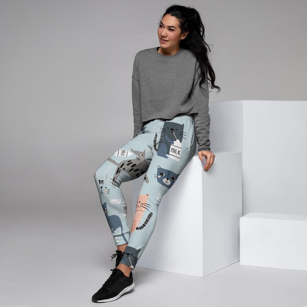 Meow Meow Cat Print Women's Joggers-grizzshop