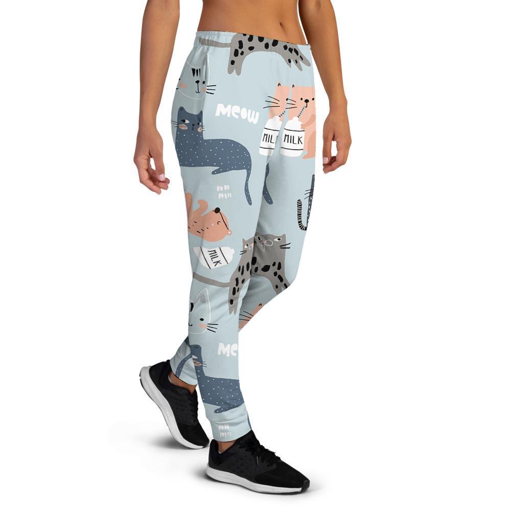 Meow Meow Cat Print Women's Joggers-grizzshop