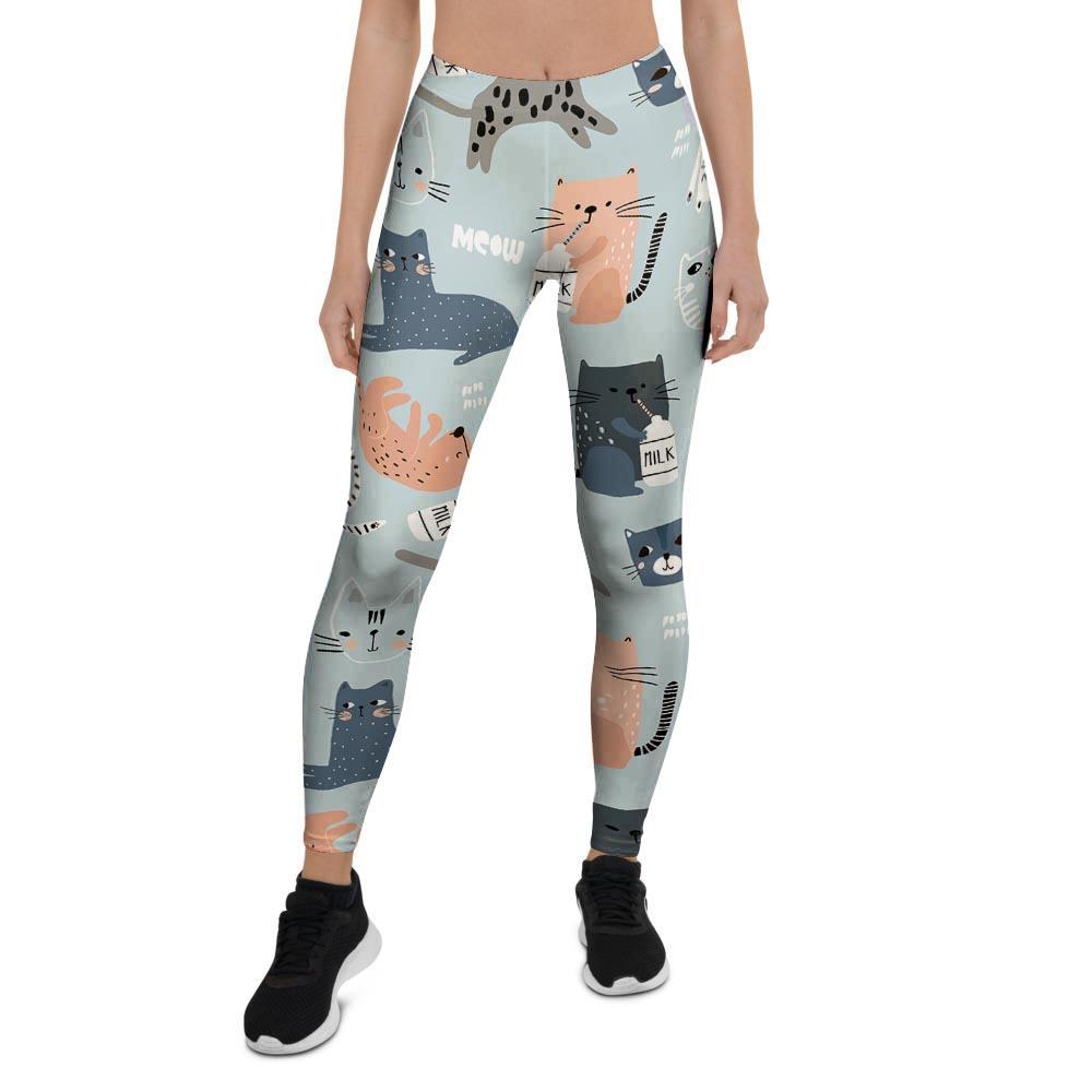 Meow Meow Cat Print Women's Leggings-grizzshop