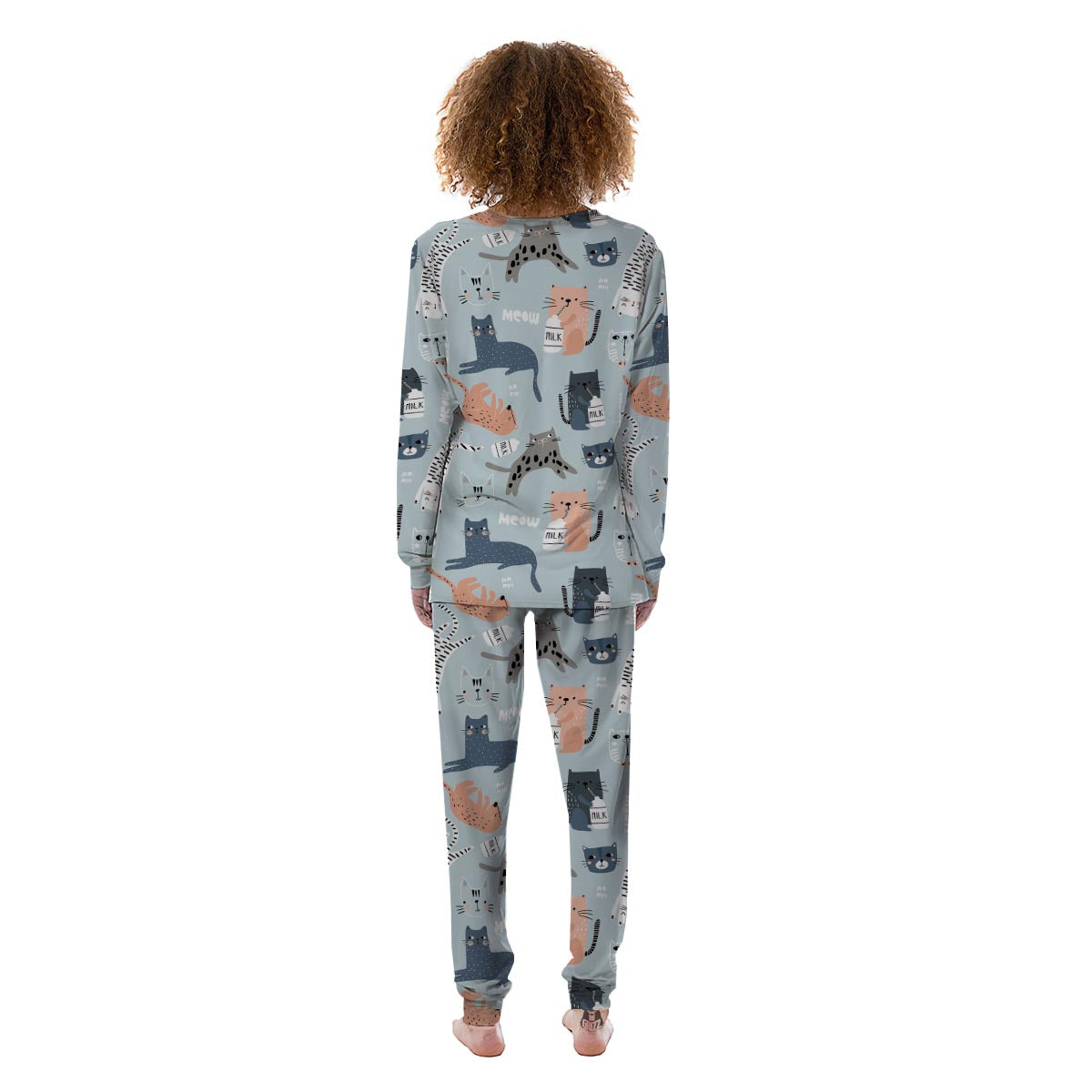 Meow Meow Cat Print Women's Pajamas-grizzshop