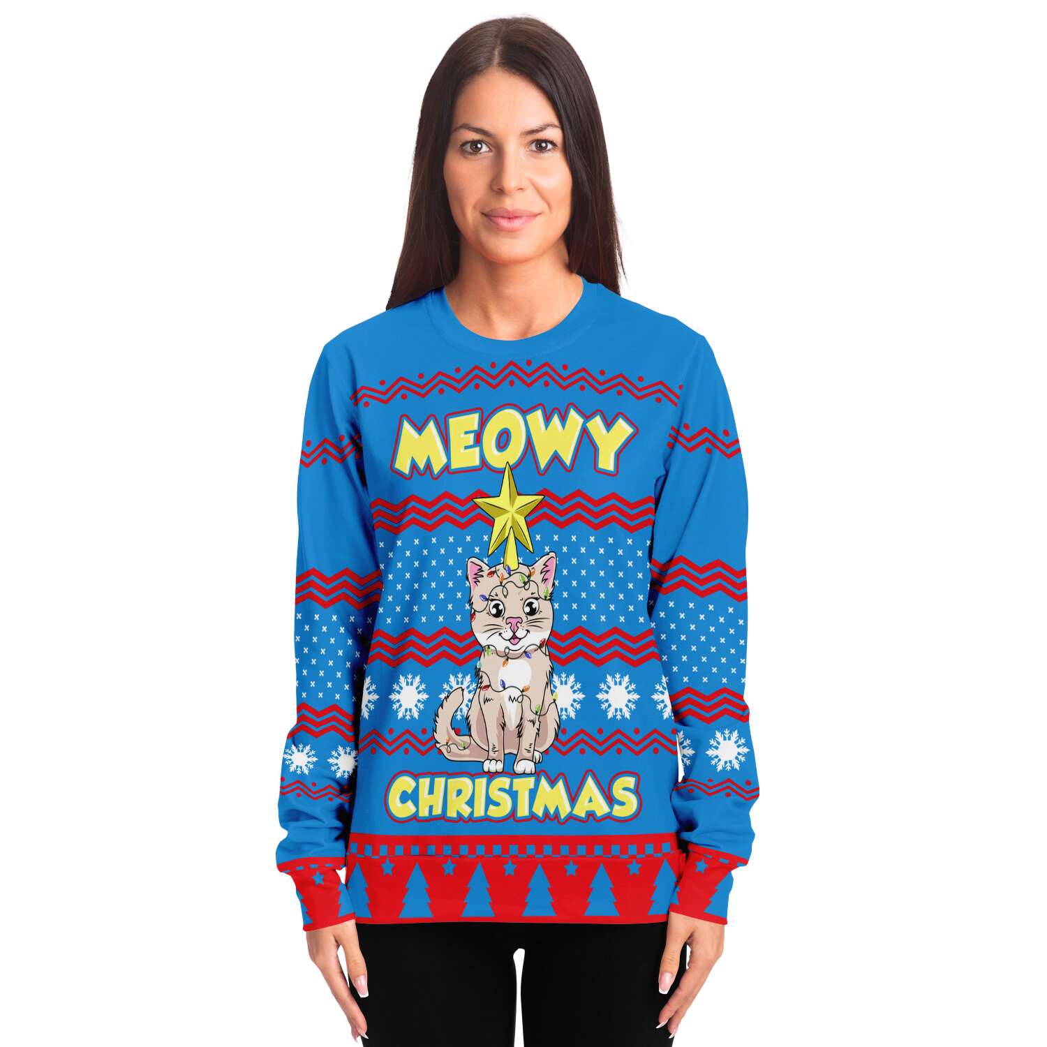 Meowy Christmas Cat Ugly Christmas Sweater-grizzshop