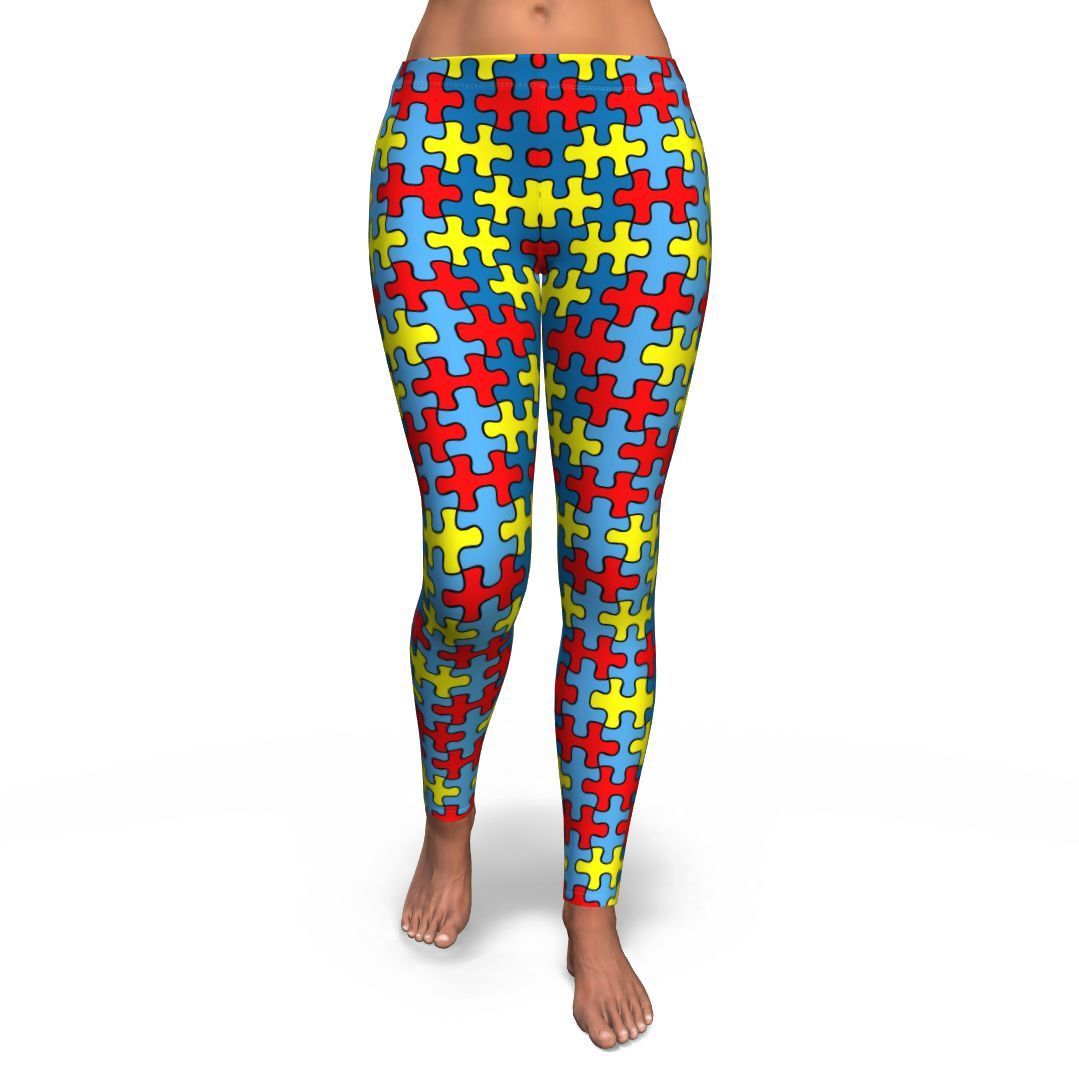 Merchandise Autism Awareness Pattern Print Pattern Women Leggings-grizzshop