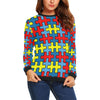 Merchandise Autism Awareness Pattern Print Women Crewneck Sweatshirt-grizzshop