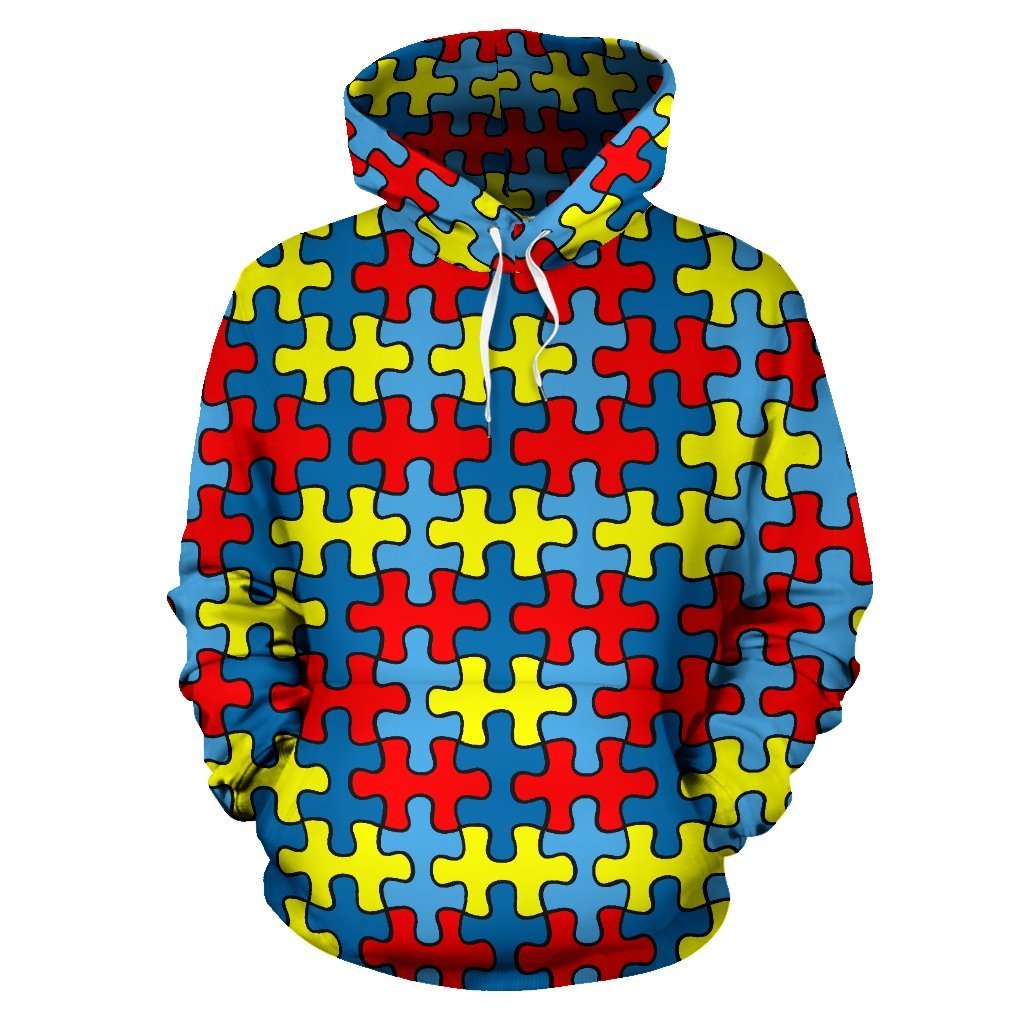Merchandise Autism Awareness Pattern Print Women Men Pullover Hoodie-grizzshop