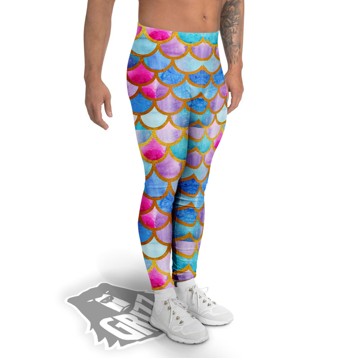 Mermaid Colorful Print Pattern Men's Leggings-grizzshop