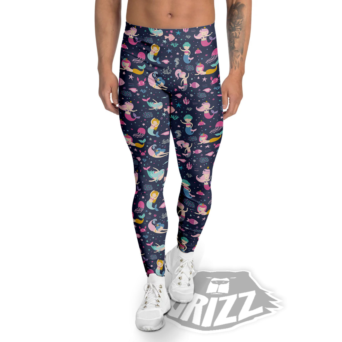 Mermaid Cute Print Pattern Men's Leggings-grizzshop