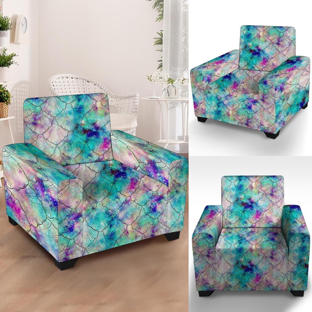 Mermaid Galaxy Print Armchair Cover-grizzshop