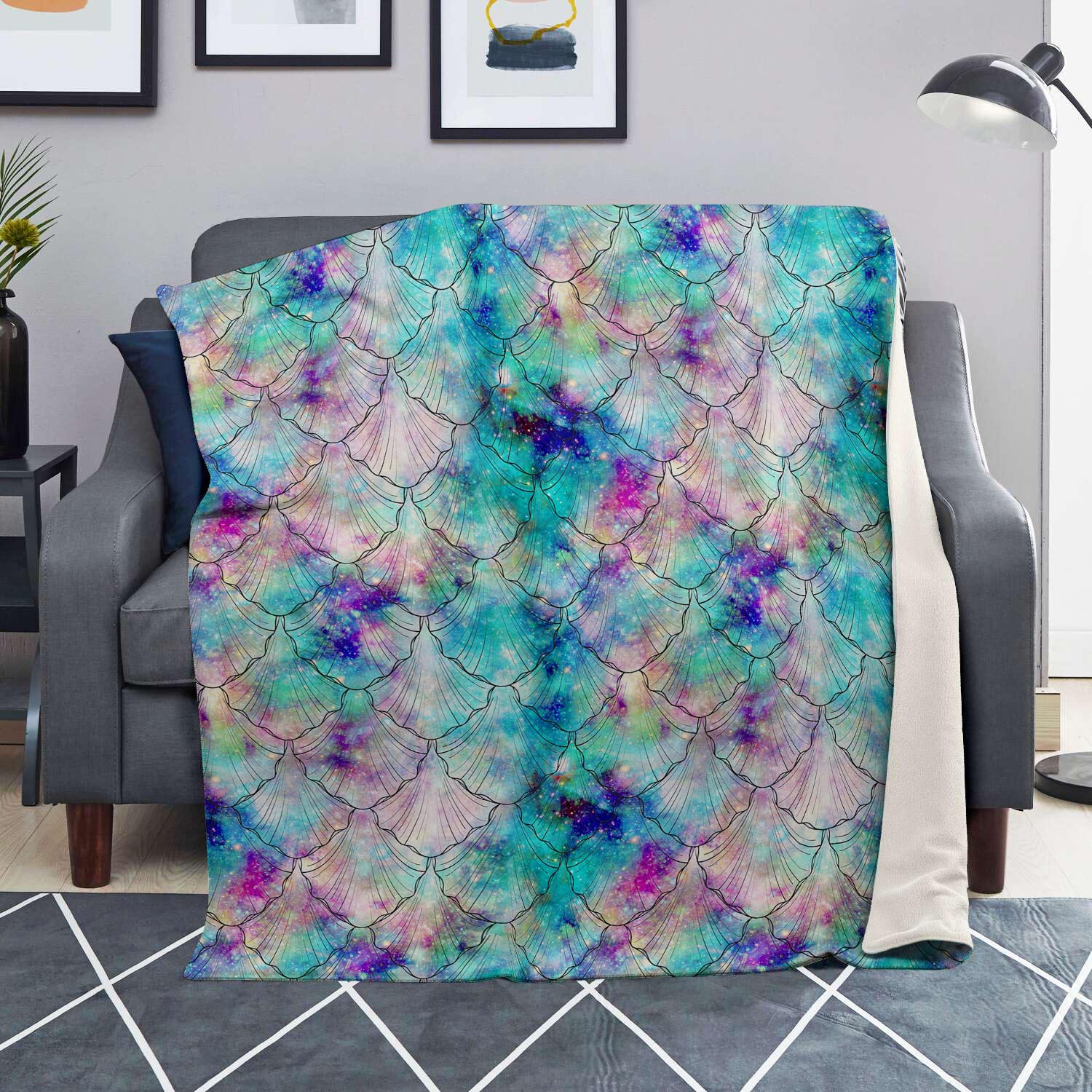 Mermaid Galaxy Print Blanket-grizzshop