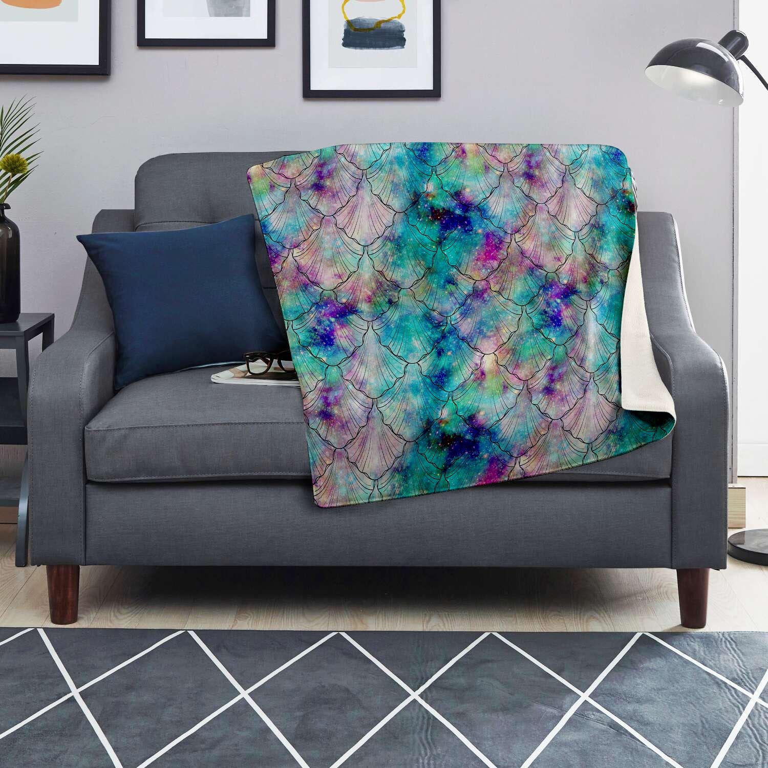 Mermaid Galaxy Print Blanket-grizzshop