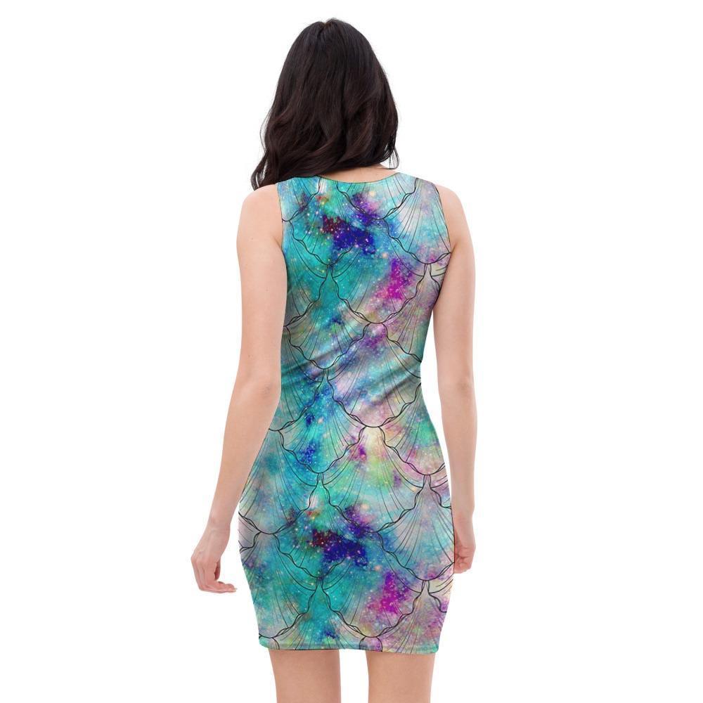 Mermaid Galaxy Print Bodycon Dress-grizzshop