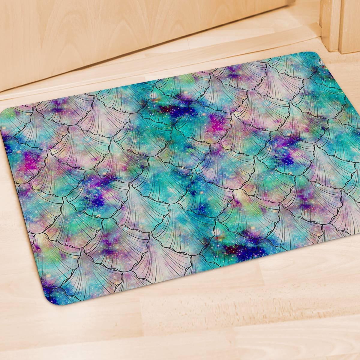 Mermaid Galaxy Print Door Mat-grizzshop