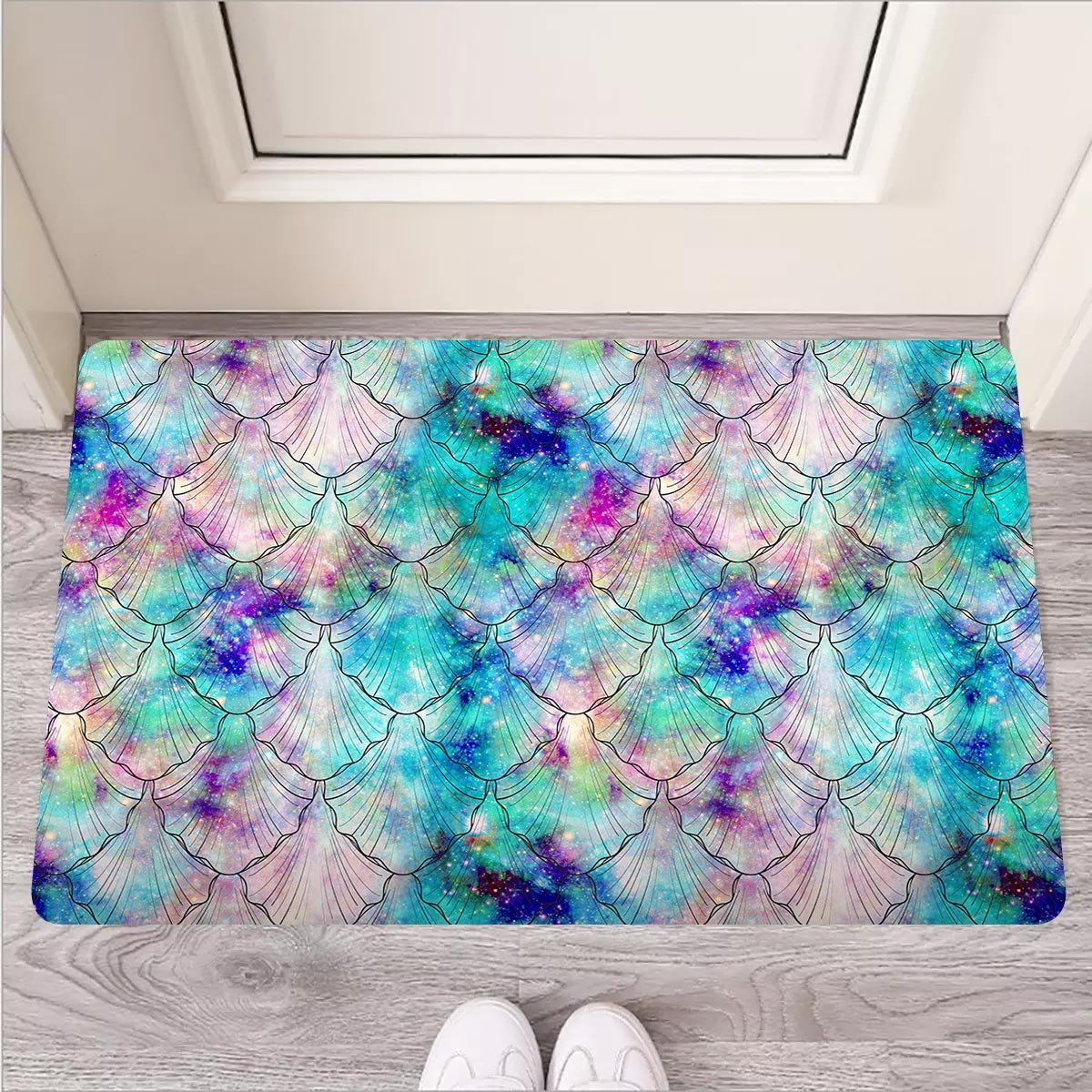 Mermaid Galaxy Print Door Mat-grizzshop