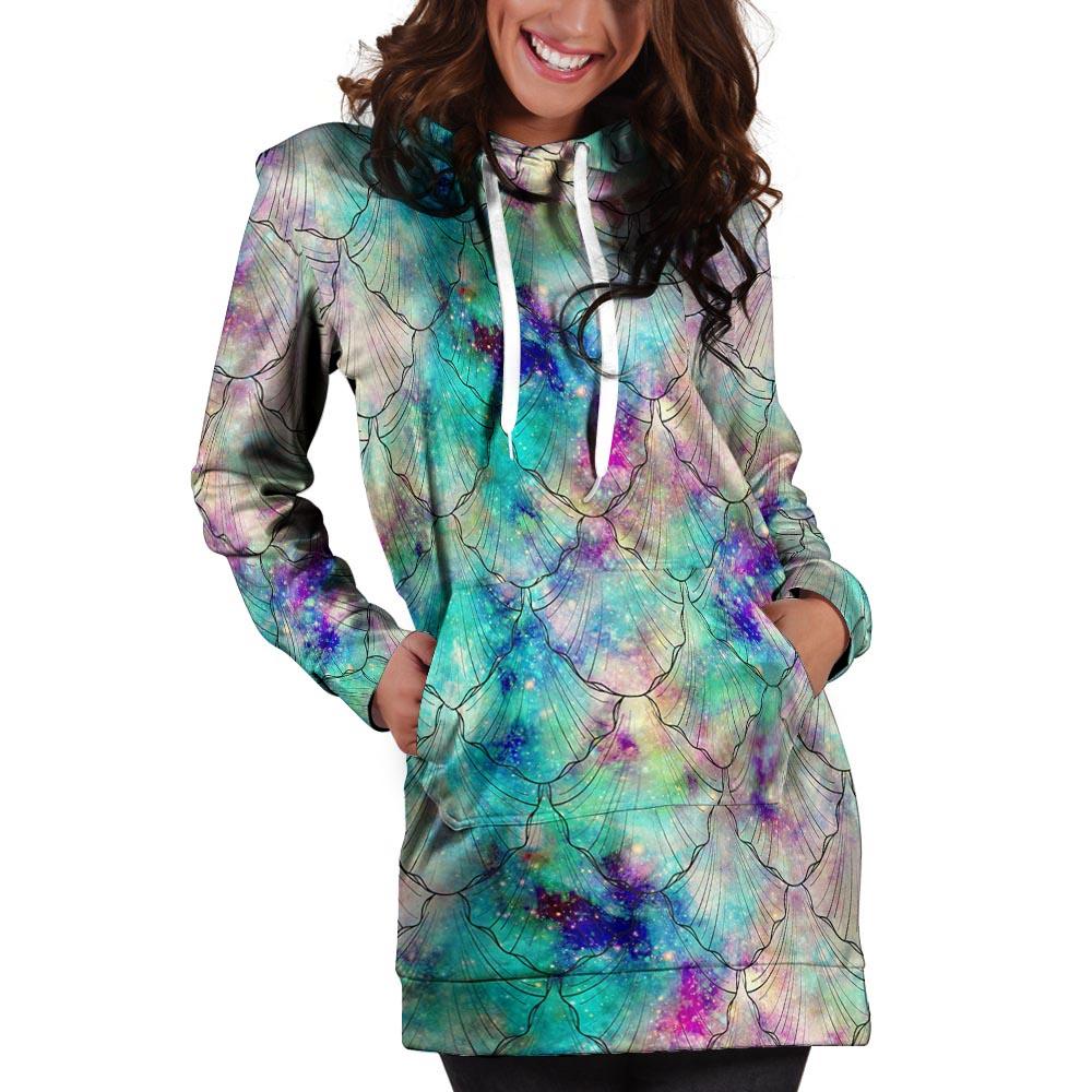 Mermaid Galaxy Print Hoodie Dress-grizzshop