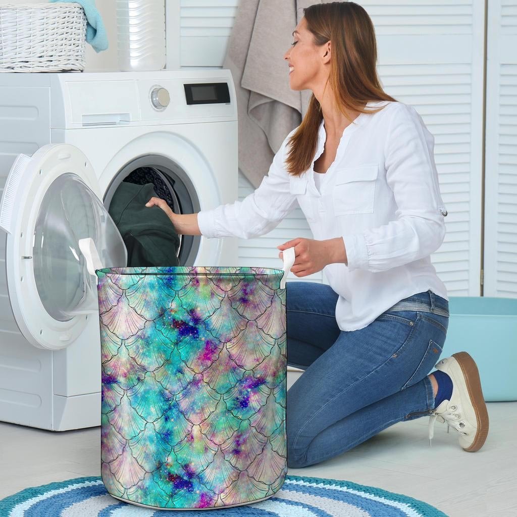 Mermaid Galaxy Print Laundry Basket-grizzshop