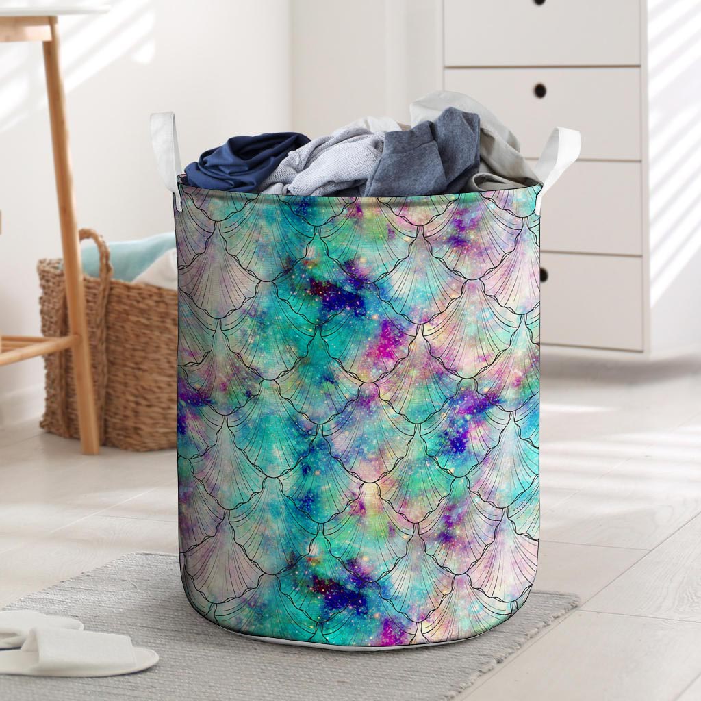 Mermaid Galaxy Print Laundry Basket-grizzshop