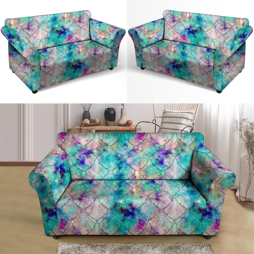 Mermaid Galaxy Print Loveseat Cover-grizzshop