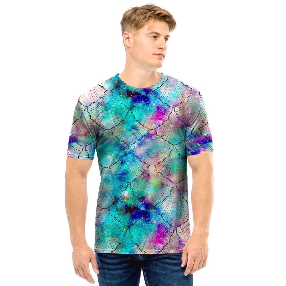 Mermaid Galaxy Print Men T Shirt-grizzshop