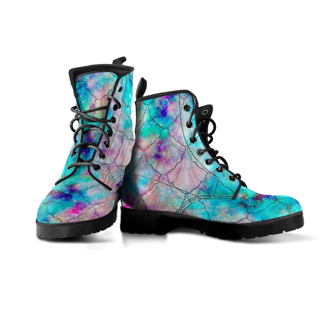 Mermaid Galaxy Print Men's Boots-grizzshop