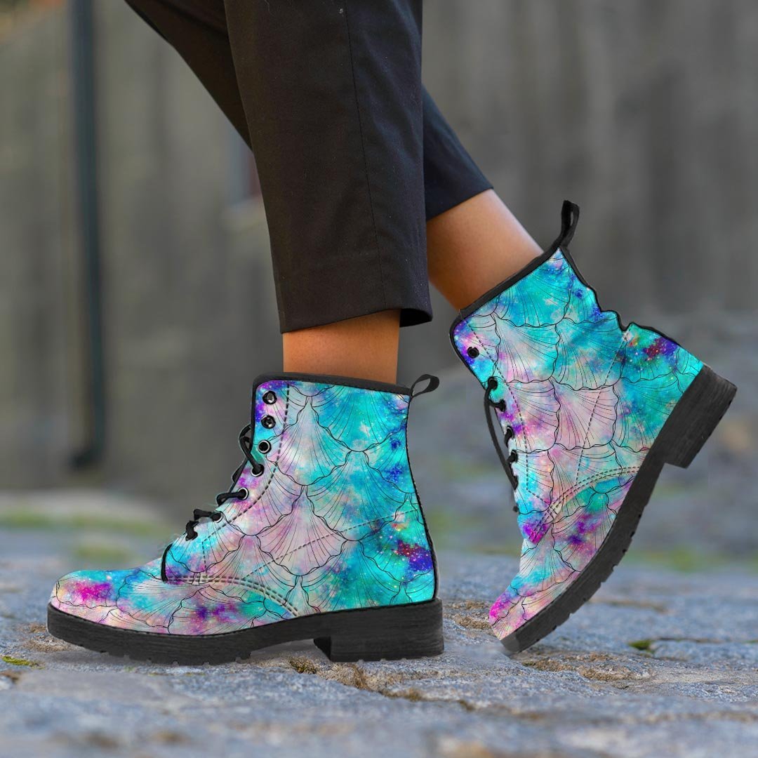 Mermaid Galaxy Print Men's Boots-grizzshop