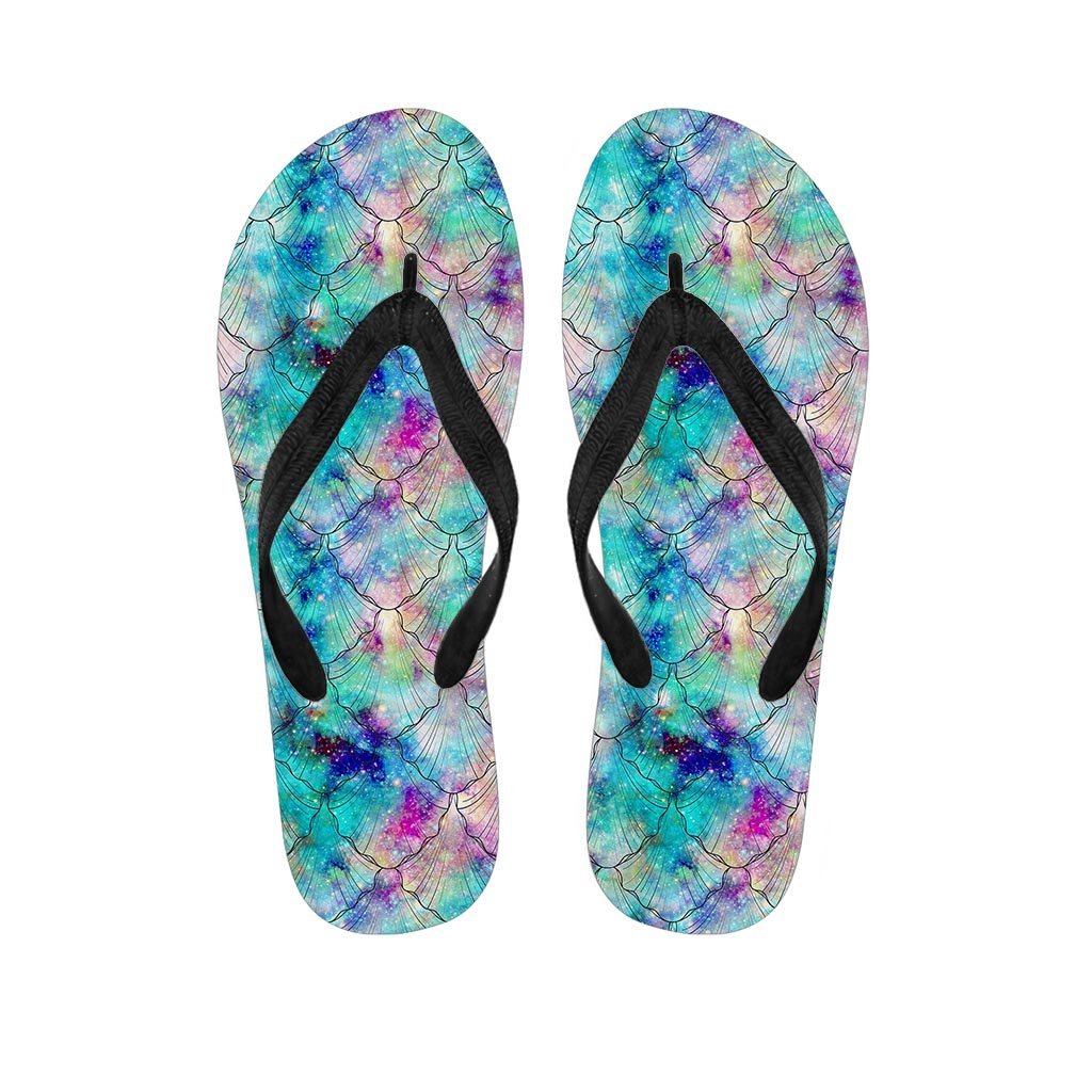 Mermaid Galaxy Print Men's Flip Flops-grizzshop