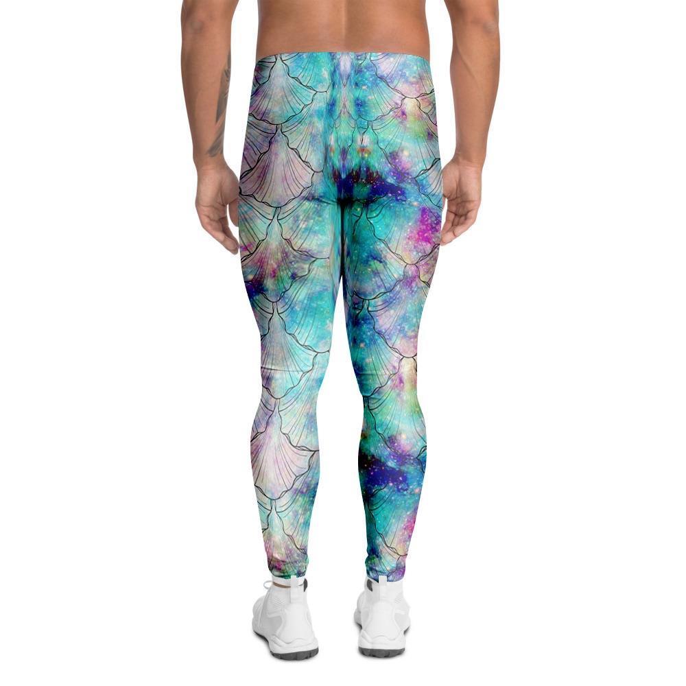 Mermaid Galaxy Print Men's Leggings-grizzshop