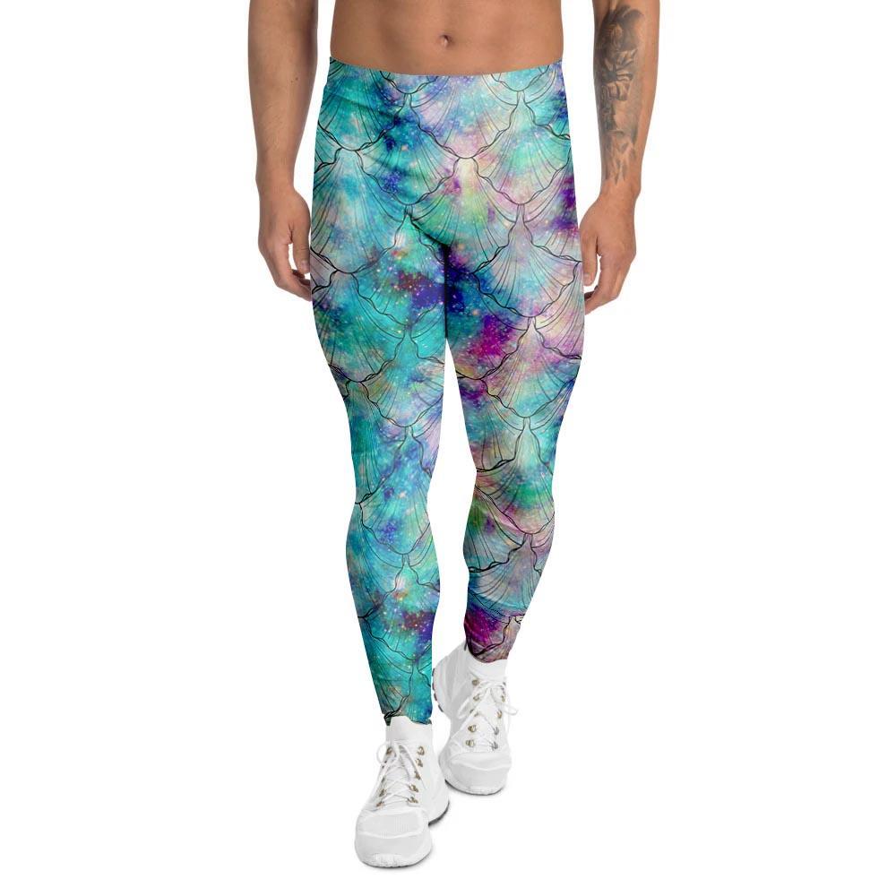 Mermaid Galaxy Print Men's Leggings-grizzshop