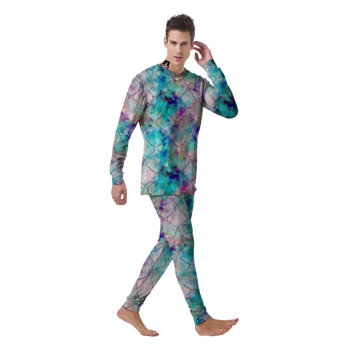 Mermaid Galaxy Print Men's Pajamas-grizzshop